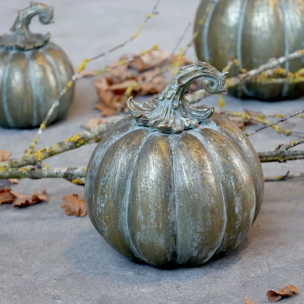 Chic Antique Herbstdeko|Deko-Objekte & Figuren-Deko Kürbis im Messing Look