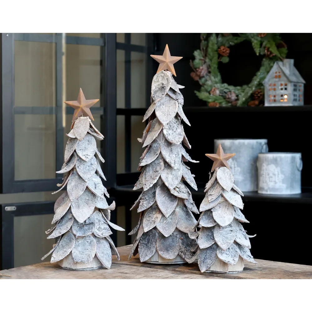 Chic Antique Deko-Objekte & Figuren|Weihnachtsdeko-Deko Weihnachtsbaum aus Birkenrinde mit Stern