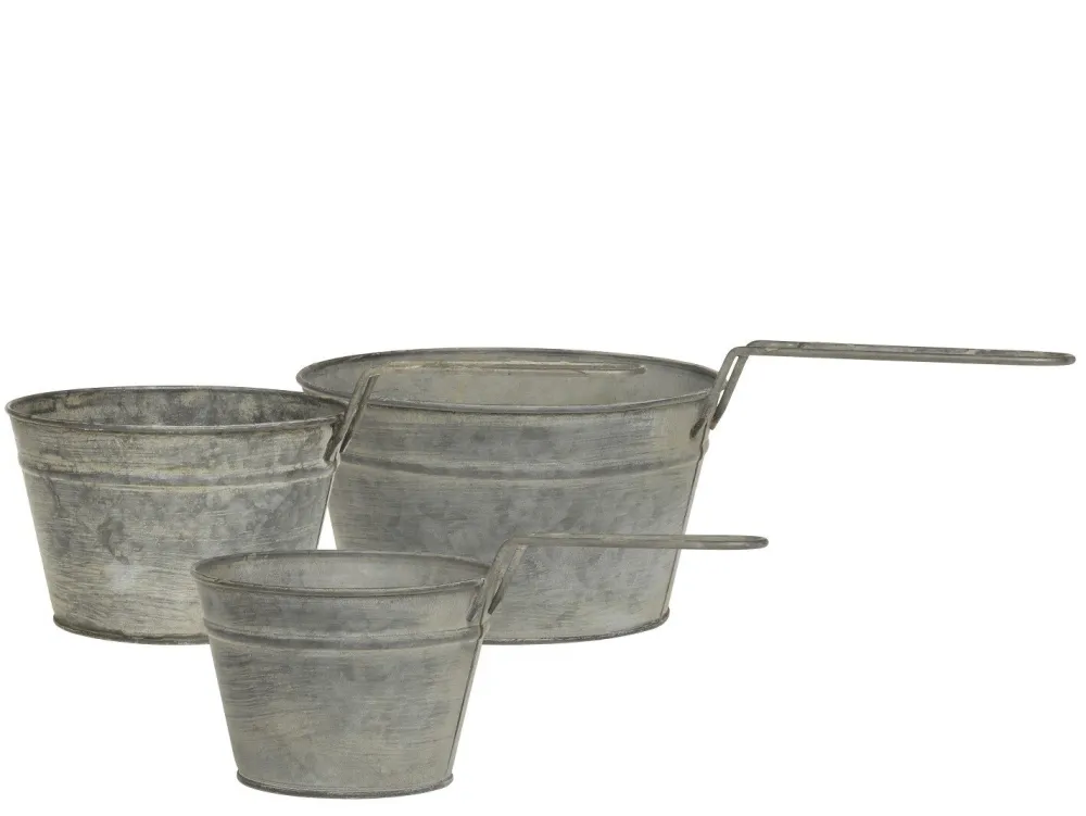 Chic Antique Töpfe Und Pflanzgefäße|Gartendekoration-Eisen Blumentopf mit Griff im Set