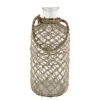 Chic Antique Gartendekoration|Vasen-Flasche mit Geflecht und Henkel