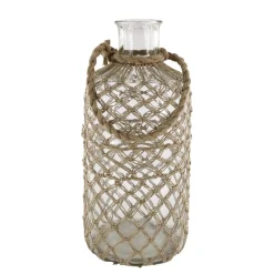 Chic Antique Gartendekoration|Vasen-Flasche mit Geflecht und Henkel
