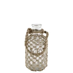 Chic Antique Gartendekoration|Vasen-Flasche mit Geflecht und Henkel