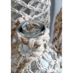 Chic Antique Gartendekoration|Vasen-Flasche mit Geflecht und Henkel