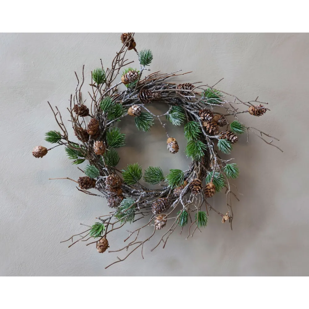 Chic Antique Weihnachtsdeko|Kunstblumen & Kunstpflanzen-Fleur Kranz aus Zedernholz mit Zapfen