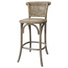 Chic Antique Hocker & Poufs|Stühle-Französischer Barhocker mit Sitz und Rückenlehne
