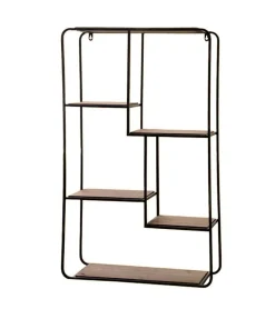 Chic Antique Wandregale-Französisches Metall Regal mit Holzablagen