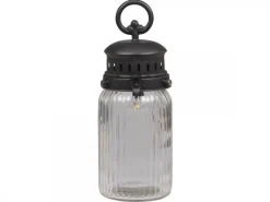 Chic Antique Laternen Für Garten Und Outdoor|Gartendekoration-Französische Stalllaterne inkl. Glühbirne und Timer mit gerilltem Glas