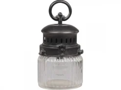 Chic Antique Laternen Für Garten Und Outdoor|Gartendekoration-Französische Stalllaterne inkl. Glühbirne und Timer mit gerilltem Glas