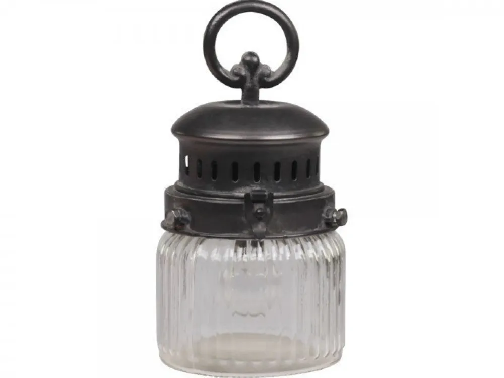 Chic Antique Laternen Für Garten Und Outdoor|Gartendekoration-Französische Stalllaterne inkl. Glühbirne und Timer mit gerilltem Glas