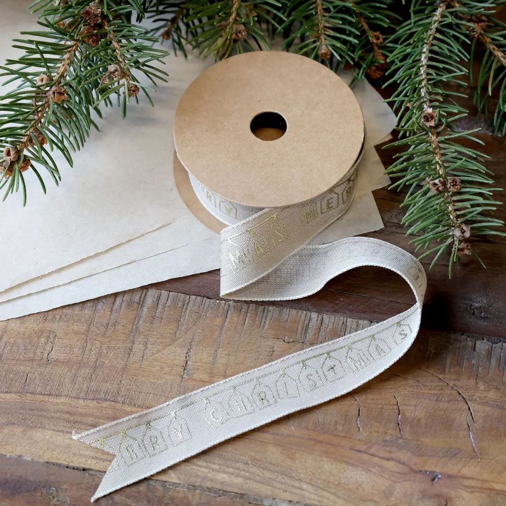 Chic Antique Weihnachtsdeko|Einpacken, Verpacken-Geschenkband mit Merry Christmas
