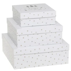 Chic Antique Einpacken, Verpacken|Weihnachtsdeko-Geschenkbox 3er-Set mit Sternen