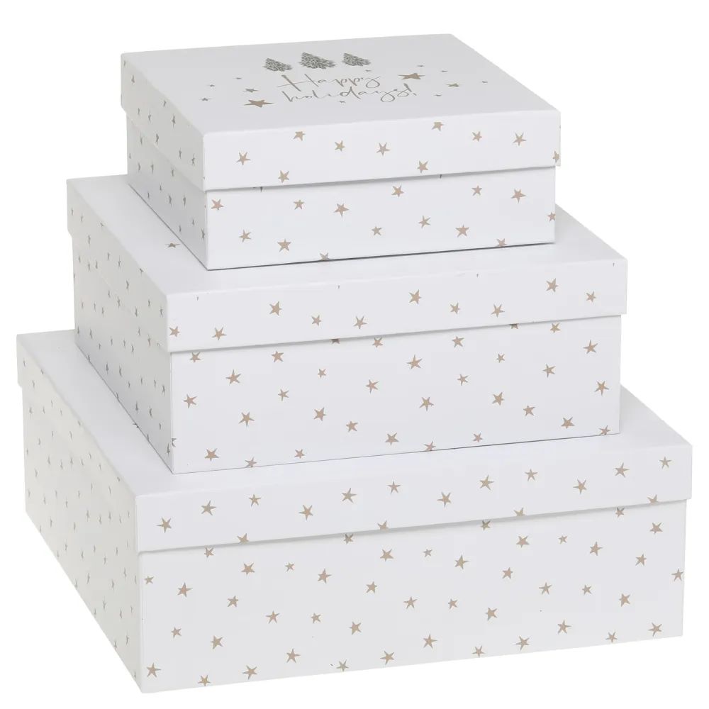 Chic Antique Einpacken, Verpacken|Weihnachtsdeko-Geschenkbox 3er-Set mit Sternen