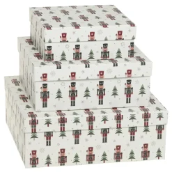 Chic Antique Weihnachtsdeko|Einpacken, Verpacken-Geschenkbox 3er-Set mit Nussknacker