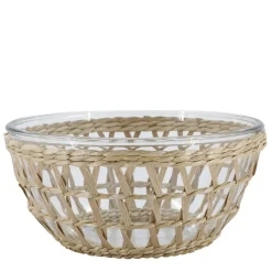 Chic Antique Schüsseln & Schalen|Geschirr & Tischdeko Skandinavisch-Glasschüssel mit Flechtkorb