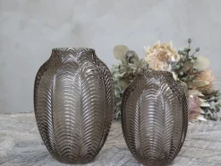 Chic Antique Vasen-Glasvase mit Blattmuster
