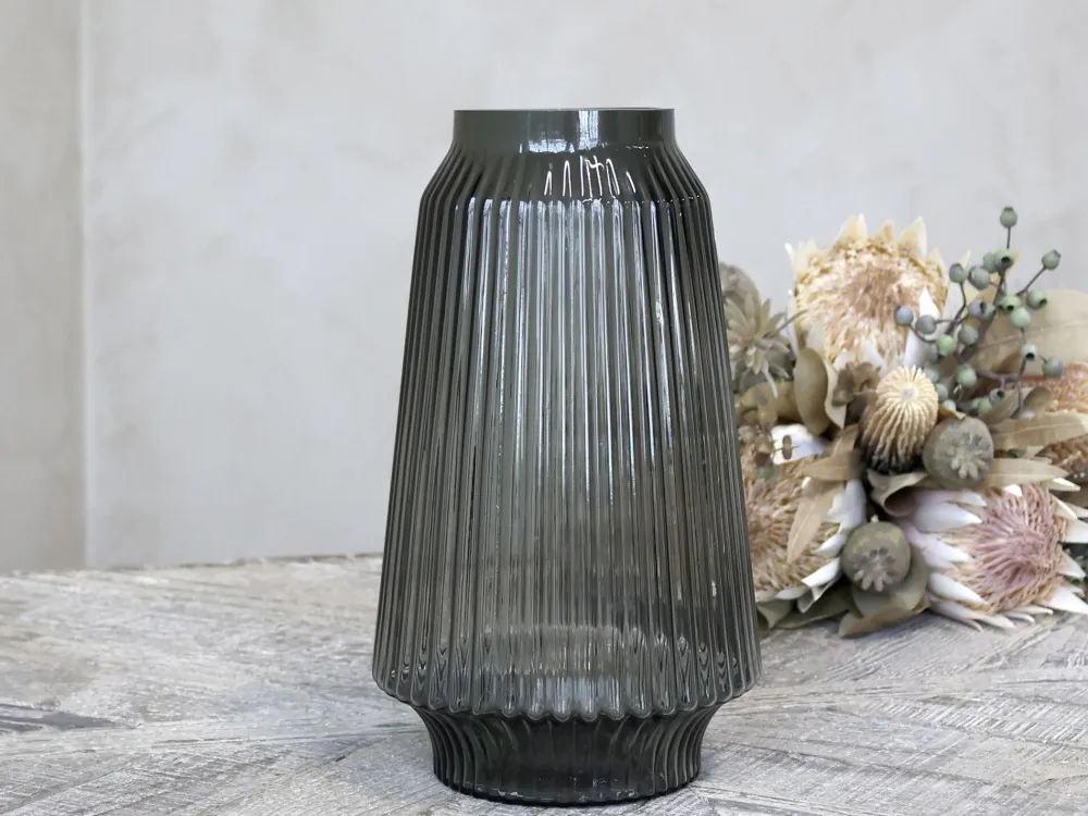 Chic Antique Vasen-Glasvase mit Rillen