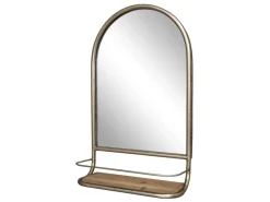 Chic Antique Spiegel-Halbrunder Spiegel mit Holz-Regal
