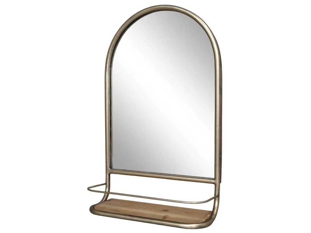 Chic Antique Spiegel-Halbrunder Spiegel mit Holz-Regal