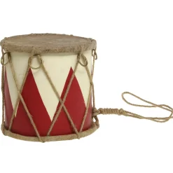 Chic Antique Deko-Objekte & Figuren|Weihnachtsdeko-Handgemachte Vintage Trommel mit Leder