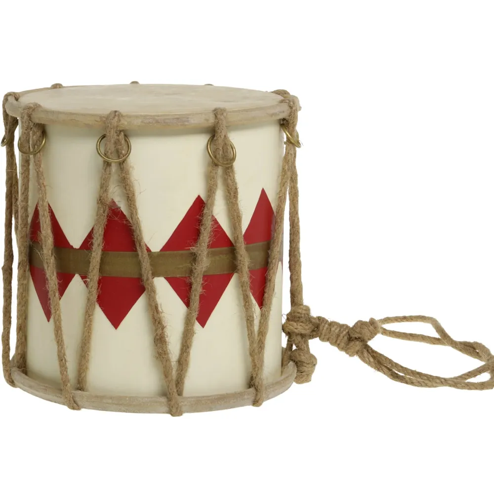 Chic Antique Deko-Objekte & Figuren|Weihnachtsdeko-Handgemachte Vintage Trommel mit Leder
