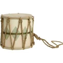 Chic Antique Deko-Objekte & Figuren|Weihnachtsdeko-Handgemachte Vintage Trommel mit Leder
