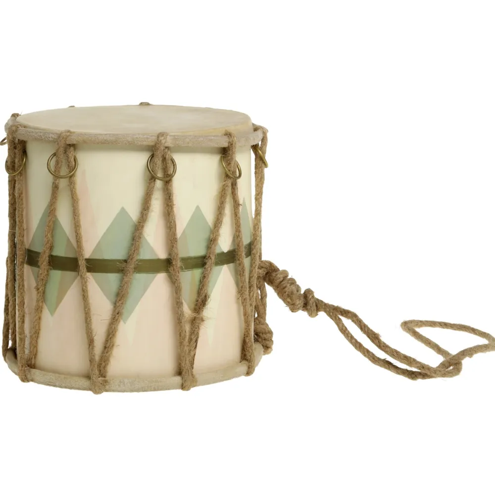 Chic Antique Deko-Objekte & Figuren|Weihnachtsdeko-Handgemachte Vintage Trommel mit Leder