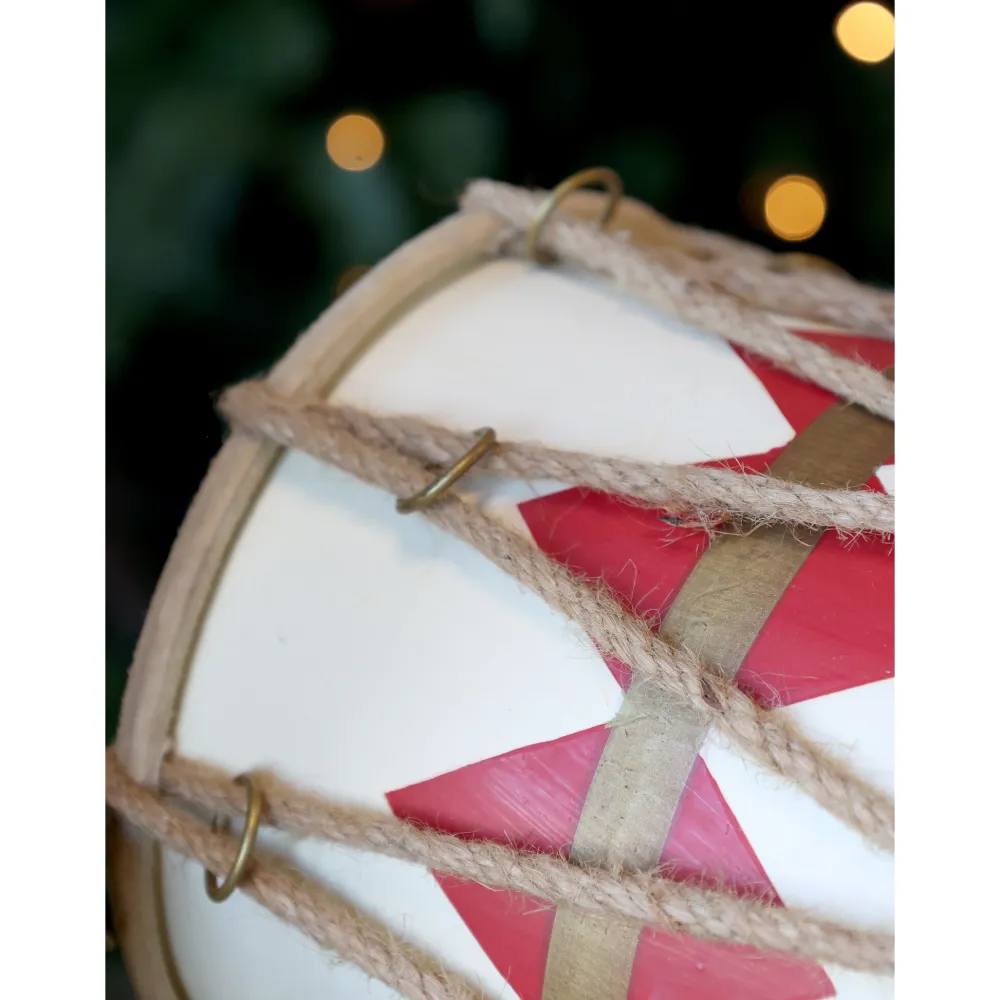 Chic Antique Deko-Objekte & Figuren|Weihnachtsdeko-Handgemachte Vintage Trommel mit Leder
