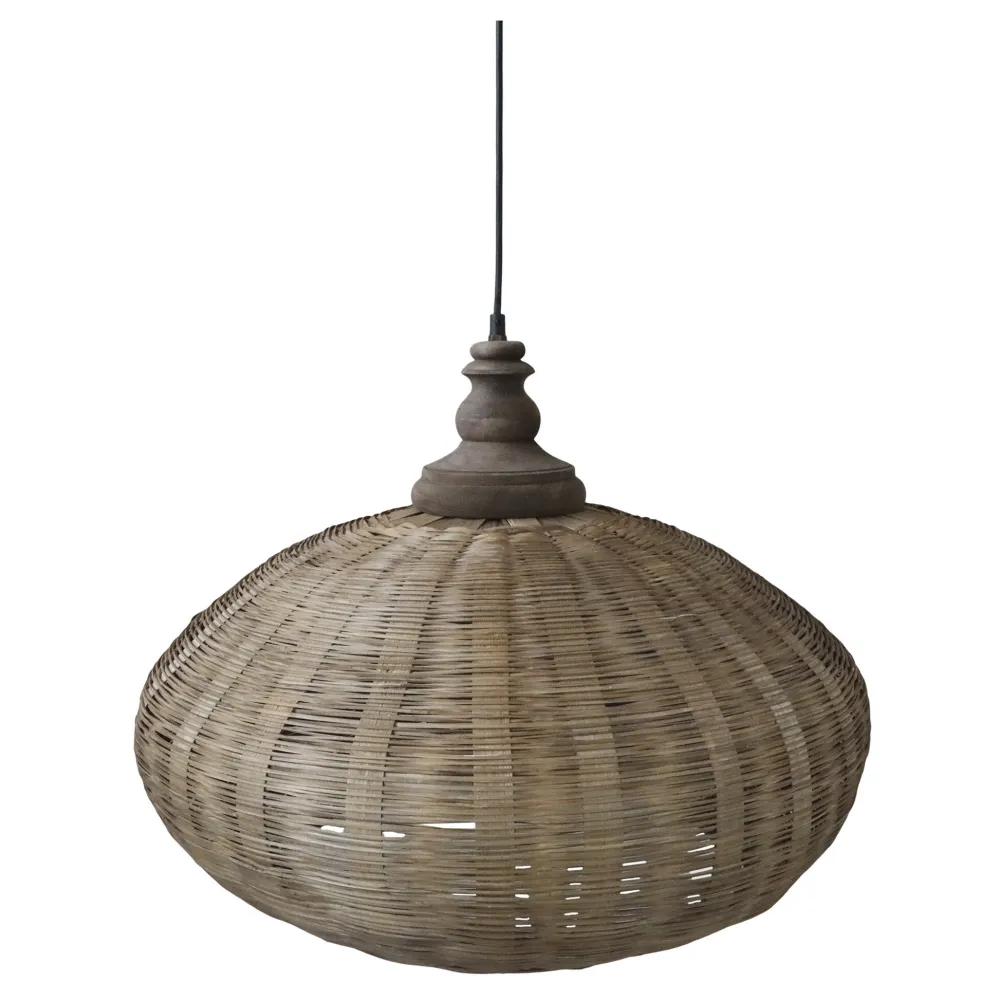 Chic Antique Deckenlampen-Hängelampe oval aus Rattangeflecht