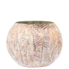 Chic Antique Teelichthalter|Windlichter-Hurricane Windlicht Gold mit Blattmuster