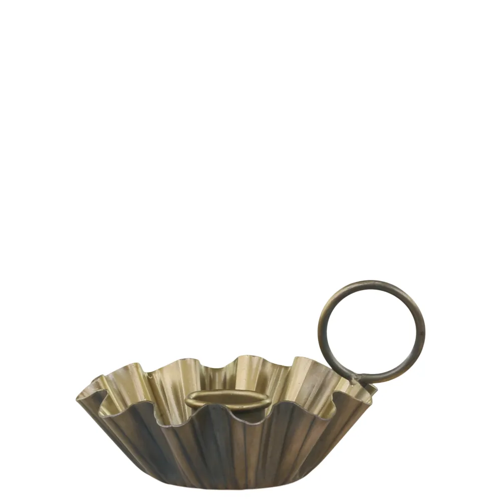 Chic Antique Weihnachtsdeko|Kerzenhalter Für Stabkerzen-Kammerleuchter mit Rillen antik messing