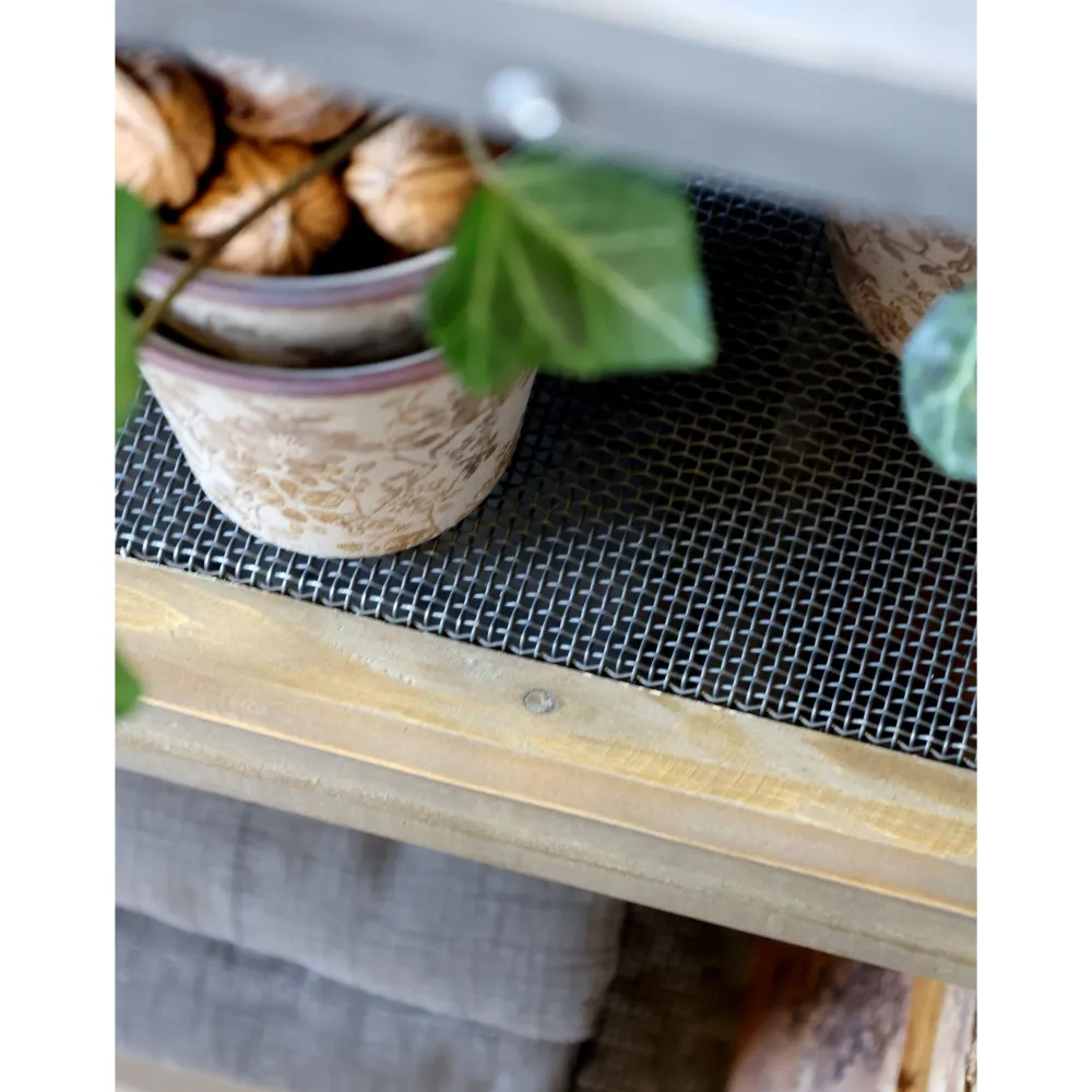 Chic Antique Regale|Beistelltische & Couchtische-Kücheninsel auf Rädern mit Zinktop und Regalen