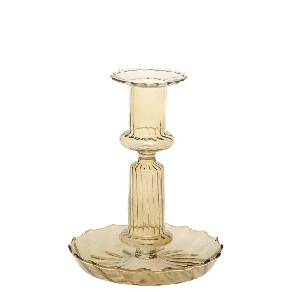 Chic Antique Kerzenhalter Für Stabkerzen-Kerzenständer in Bernsteinfarben