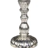 Chic Antique Kerzenhalter Für Stabkerzen-Kerzenständer mit Rillen Antik Silber