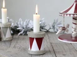 Chic Antique Weihnachtsdeko-Kerzenständer Trommel mit Glitzer
