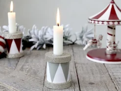 Chic Antique Weihnachtsdeko-Kerzenständer Trommel mit Glitzer