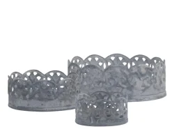 Chic Antique Kerzentabletts|Dekotabletts & Dekoteller-Kerzentablett mit Blumenkante 3er Set