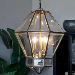 Chic Antique Kronleuchter|Deckenlampen-Kronleuchter Antik Messing mit Glas