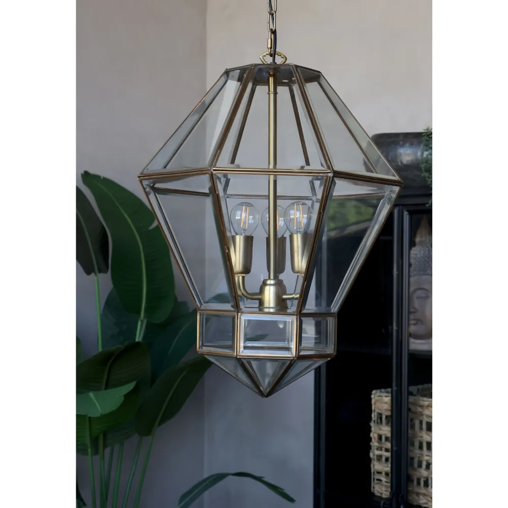 Chic Antique Kronleuchter|Deckenlampen-Kronleuchter Antik Messing mit Glas