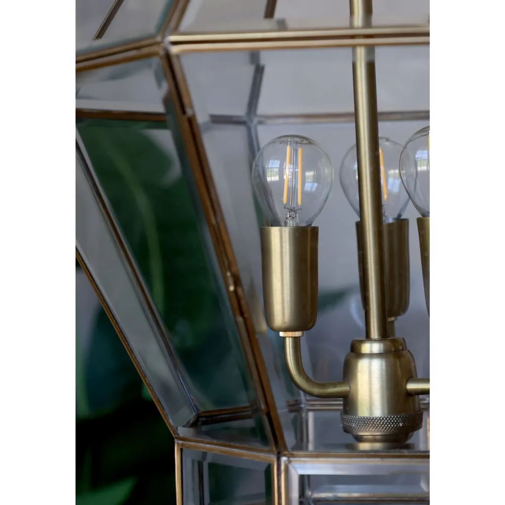 Chic Antique Kronleuchter|Deckenlampen-Kronleuchter Antik Messing mit Glas