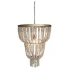 Chic Antique Kronleuchter|Deckenlampen-Kronleuchter mit Holzperlen
