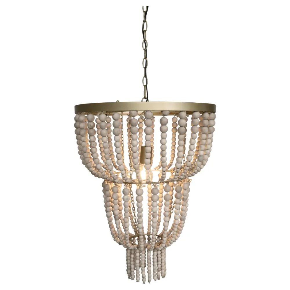 Chic Antique Kronleuchter|Deckenlampen-Kronleuchter mit Holzperlen