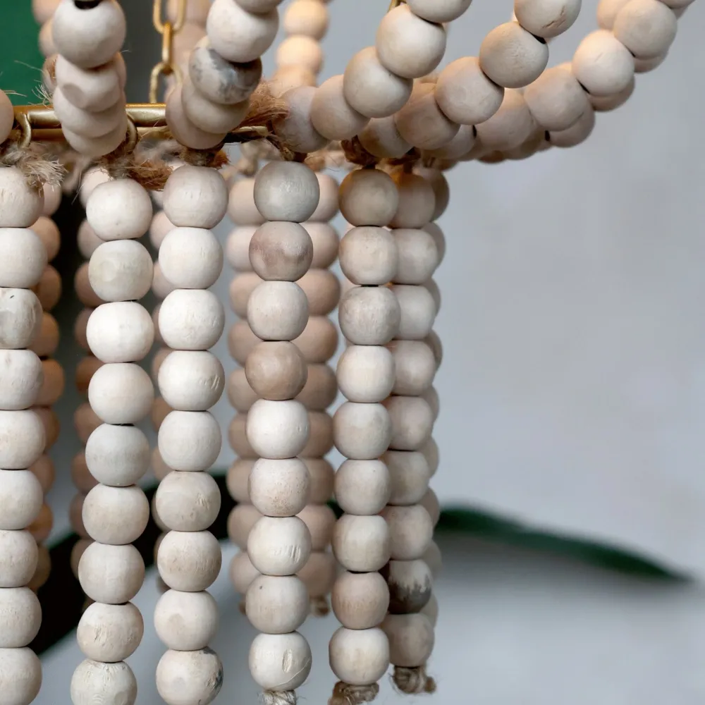 Chic Antique Kronleuchter|Deckenlampen-Kronleuchter mit Holzperlen