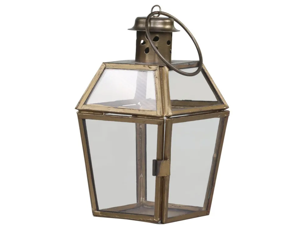 Chic Antique Laternen-Laterne aus Eisen und Glas