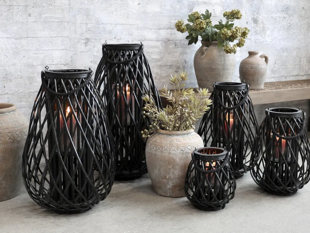 Chic Antique Herbstdeko|Laternen Für Garten Und Outdoor-Laterne geflochten schwarz