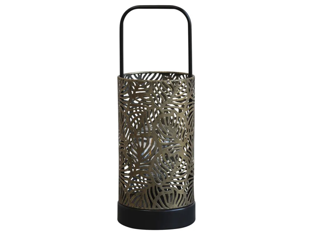 Chic Antique Led-Kerzen & Led-Laternen|Laternen-Laterne mit Muster, Glühbirne & Timer