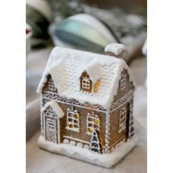 Chic Antique Led-Kerzen & Led-Laternen|Lichthäuser, Keramik-Häuschen-LED Häuschen, Noël Lebkuchenhaus