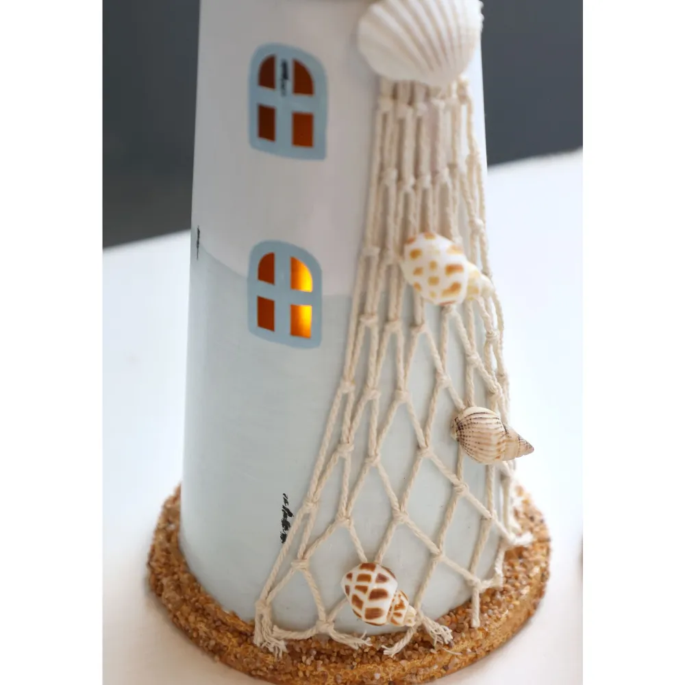 Chic Antique Led-Kerzen & Led-Laternen|Lichthäuser, Keramik-Häuschen-Leuchtturm mit LED