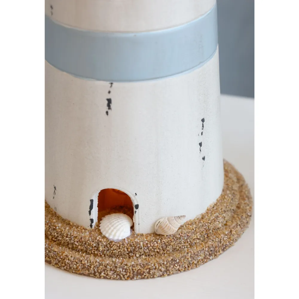 Chic Antique Led-Kerzen & Led-Laternen|Lichthäuser, Keramik-Häuschen-Leuchtturm mit LED