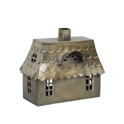 Chic Antique Lichthäuser, Keramik-Häuschen|Teelichthalter-Lichthaus Doppelhaus aus Metall