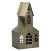 Chic Antique Lichthäuser, Keramik-Häuschen|Teelichthalter-Lichthaus Kirche aus Metall